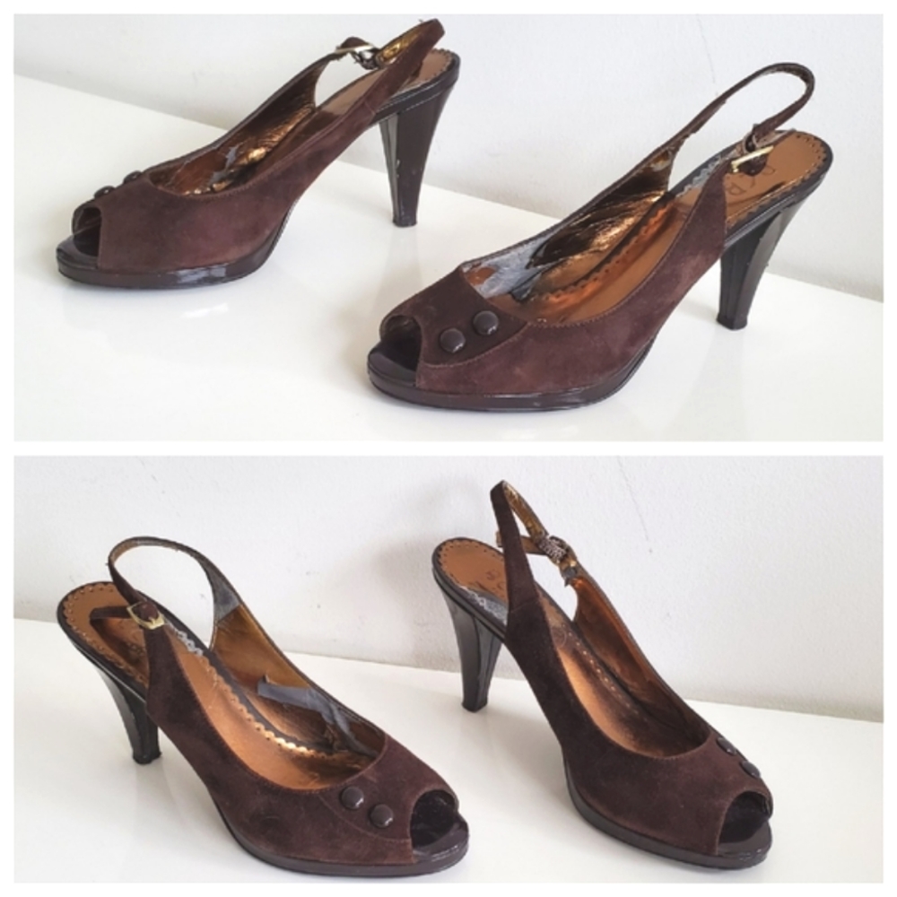 BCBG Brown Suede Heels Size 7.5